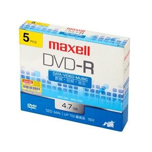 麦克赛尔（Maxell）DVD-R 5单片薄盒装刻录光盘（1-16X）