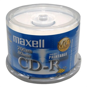 MAXELL麦克赛尔 CD-R 48X 50片装可打印盘