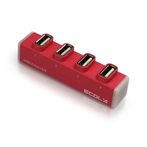 宜客莱（ECOLA）02PK迷你直插式4口USB集线器USB-HUB（玫红）