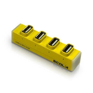 宜客莱（ECOLA）02OG迷你直插式4口USB集线器USB-HUB（黄色）