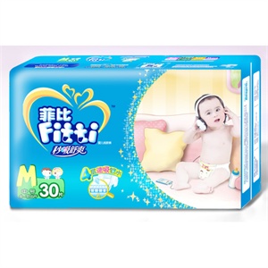 菲比 秒吸舒爽婴儿纸尿裤经济装中号 30片