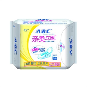 ABC 亲柔立围日用超级薄棉柔卫生巾8片K83（含KMS健康配方）