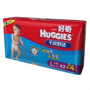 好奇干爽舒适第二代纸尿裤大号超值装L 42+4片