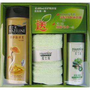 夏士莲养护防掉发洗发水400ml+沐浴乳100ml+纯棉毛巾礼盒装