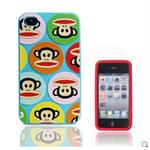 大嘴猴Paul Frank iPhone 4代手机硅胶套(蓝色多脸猴)