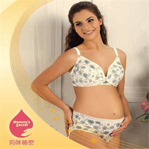妈咪秘密 前开扣哺乳印花文胸85B 白色