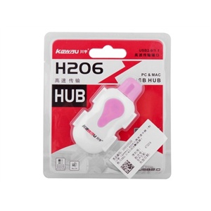 川宇（kawau）H206小跑车读卡器（粉色/USB2.0/4口HUB集线器）
