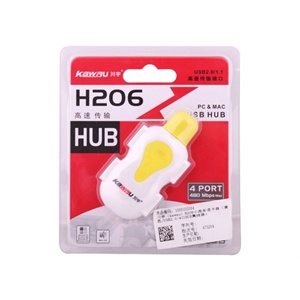 川宇（kawau）H206小跑车读卡器（黄色/USB2.0/4口HUB集线器）