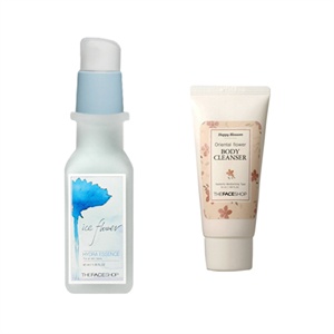 The face shop菲诗小铺冰花水润精华露40ml+东方清香身体沐浴乳50ml