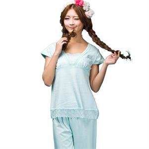 【当当自营】爱帝 女士长绒棉蕾丝花边短袖套/家居服9105340911