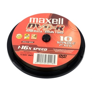 麦克赛尔（Maxell）DVD-R 10片桶装刻录光盘（1-16X）