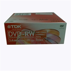 【当当销售配送】TDK DVD-RW 2X 8CM 30分钟 单片盒装 5片一组 刻录盘