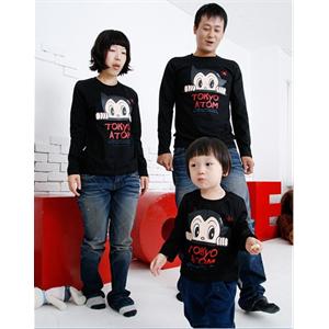 SMY 冬季纯棉磨毛印花亲子装情侣装外套 黑灰印花熊H1061