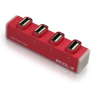[当当销售配送]宜客莱迷你直插式4口USB集线器USB-HUB02PK玫红