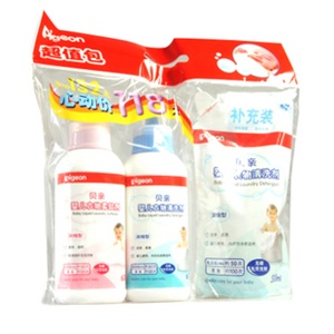Pigeon贝亲 衣物清洗剂柔软剂瓶装促销包 PL75(衣物清洗剂瓶装600ml+衣物清洗剂补充装500ml+衣物柔软剂瓶装600ml)