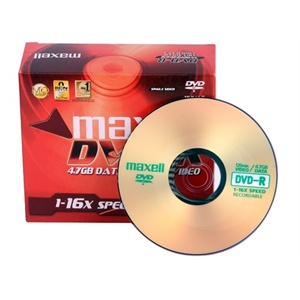麦克赛尔（Maxell）DVD-R 5单片厚盒装刻录光盘（1-16X）