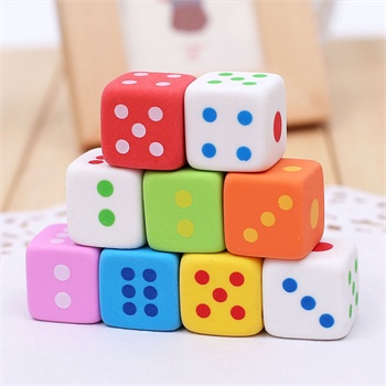 新款正方体彩色骰子造型橡皮擦 可爱创意礼品文具小学生学习用品3块装