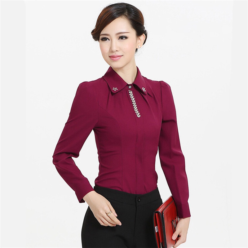 【雅雯-2015春季新款衬衫 韩版职业女士衬衫长
