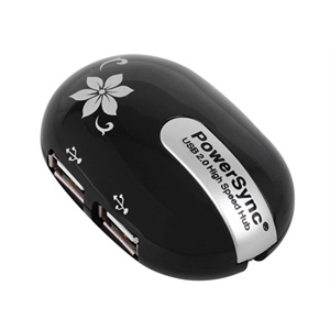 包尔星克（PowerSync）HU-153B 4口集线器（黑色）（圆形）