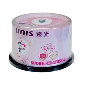 紫光（UNIS）LOVE系列DVD+R刻录光盘（50片桶装）