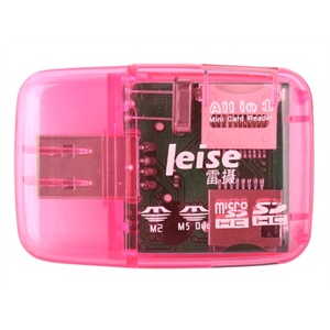 雷摄（LEISE）透明四合一读卡器（粉色）