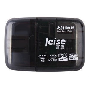 雷摄（LEISE）透明四合一读卡器（黑色）