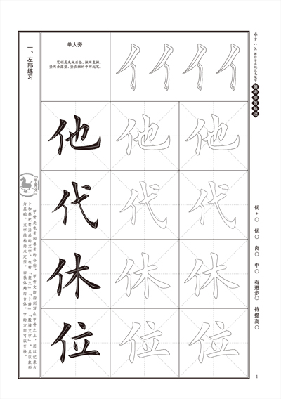 墨点字帖:永字八法教你学写规范毛笔字?偏旁部首?基础