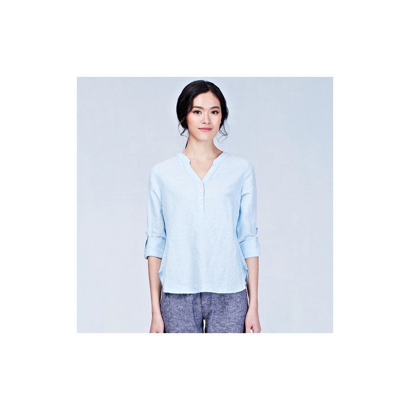 女装麻棉素色v领可卷袖长袖衬衫05345012价格_品牌_图片_评论-当当网