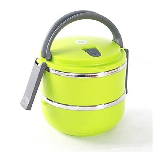 华美日用 创意可爱 不锈钢保温饭盒 双层 手提学生 餐盒 便当盒 1.