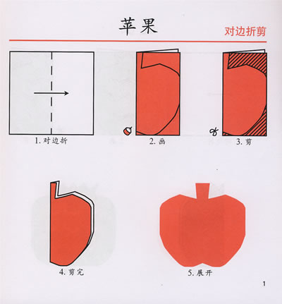 剪纸苹果连着的剪法图片
